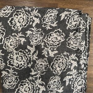 Black and White Floral Patterned Infinity Scarf